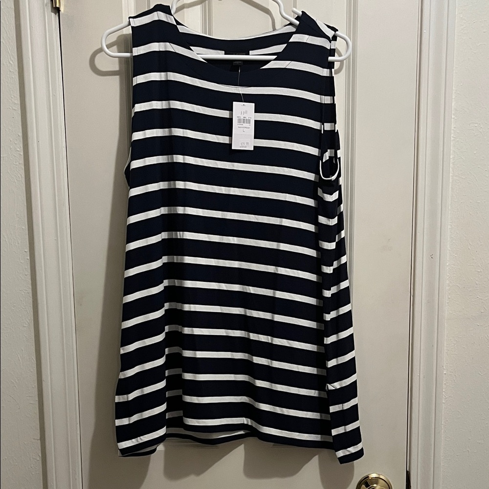 J. Jill Navy and White Striped Tank Top